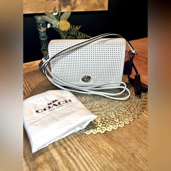 Coach Bags Rare Perforated White Leather Coach Purse Poshmark